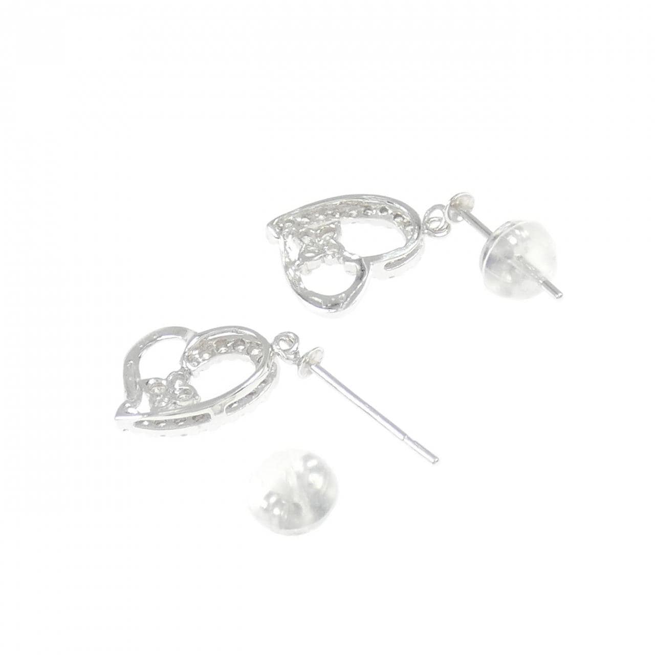 K14WG Heart x Flower Diamond Earrings 0.22CT