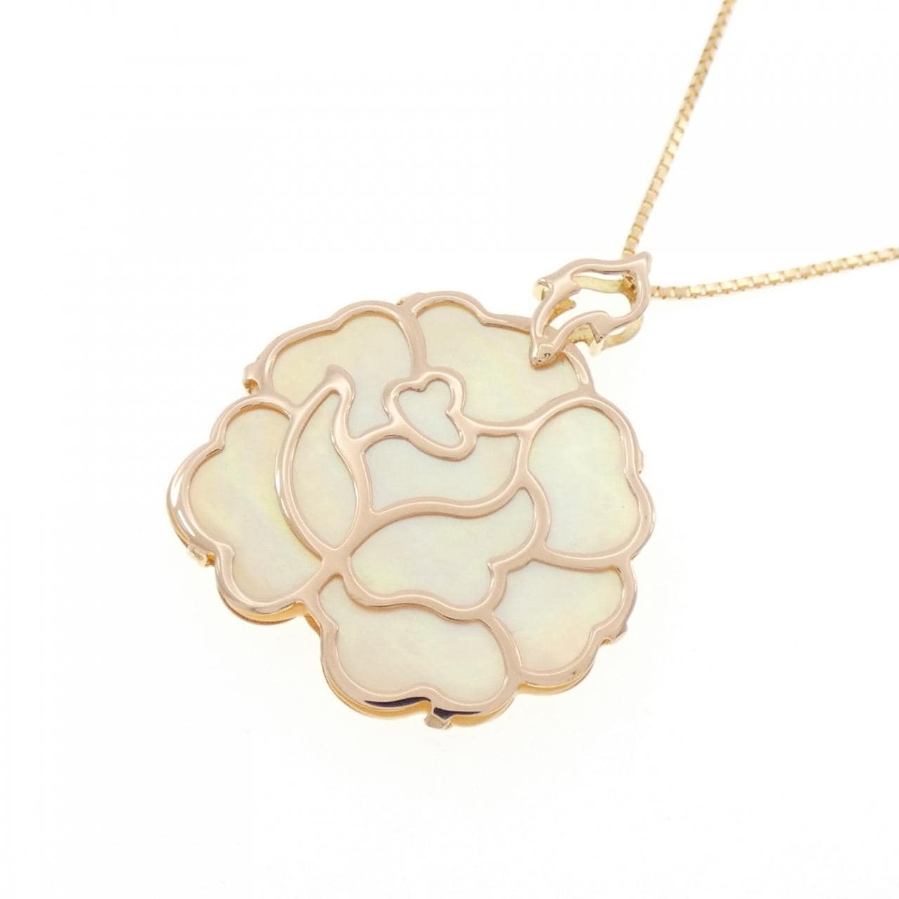 750PG/K18YG フラワー マザーオブパール ネックレス