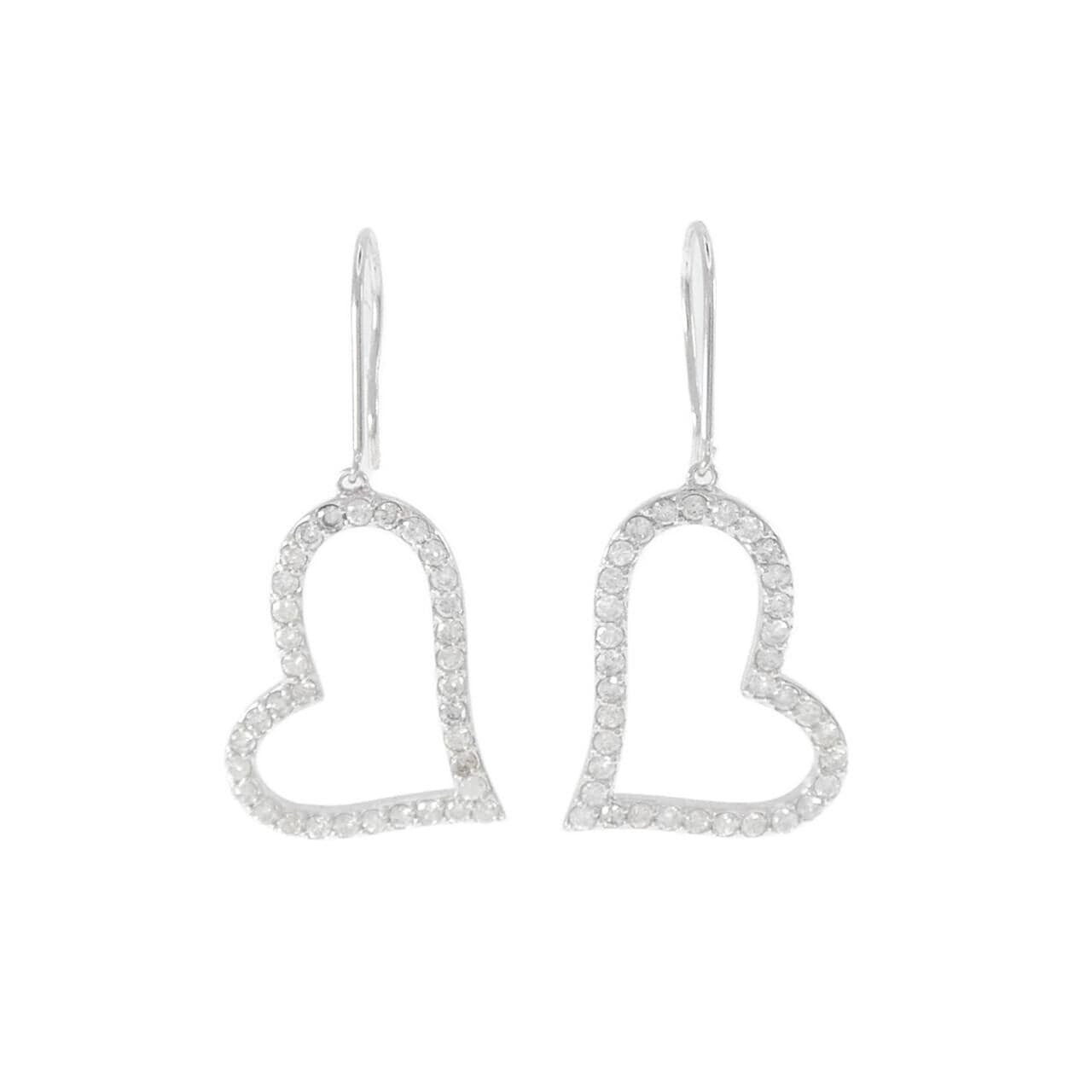 K18WG ハート ダイヤモンド ピアス 1.00CT