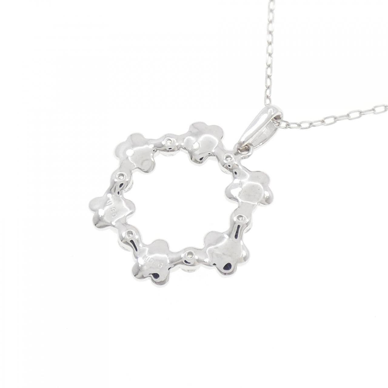 K18WG flower Diamond necklace 0.25CT