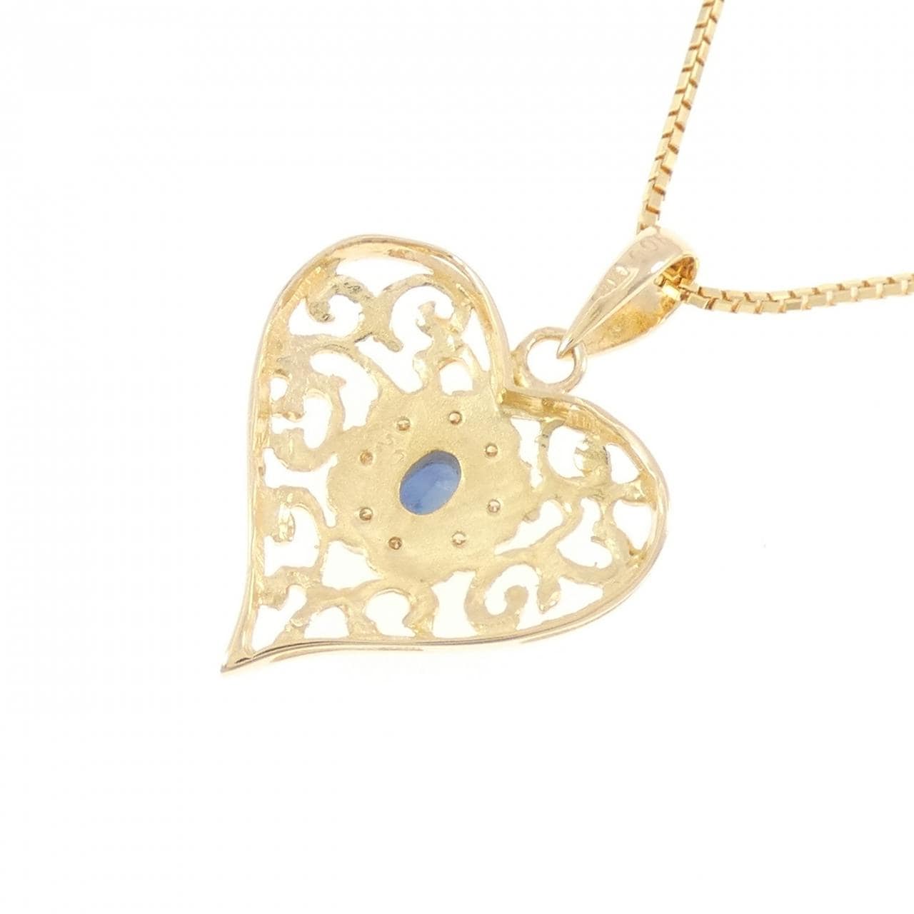 K18YG ハート サファイヤ ネックレス 0.20CT
