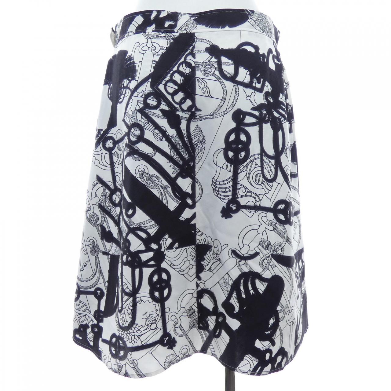 エルメス HERMES CLIQUETIS TATTOO AQUARELLE 2E0305DW ツイルレーヌ スカート