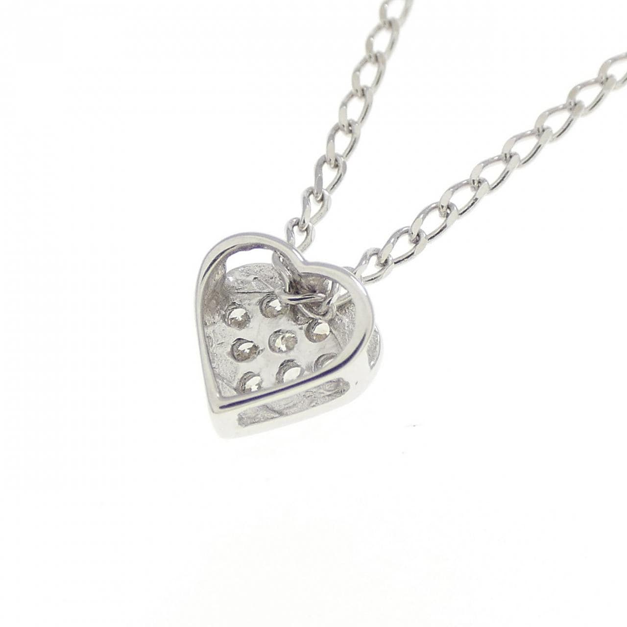 K10WG ハート ダイヤモンド ネックレス