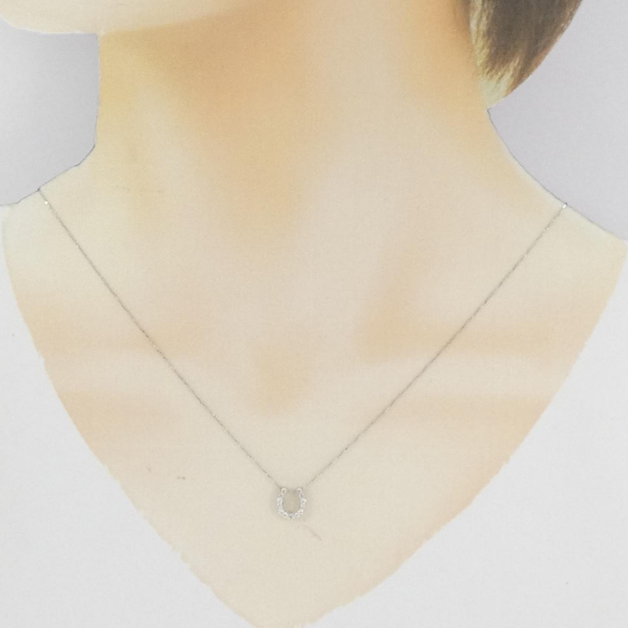 【新品】PT900/PT850 ホースシュー ダイヤモンド ネックレス 0.15CT