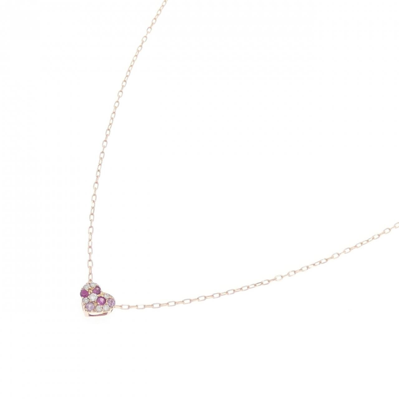 K18PG ハート サファイヤ ネックレス 0.09CT