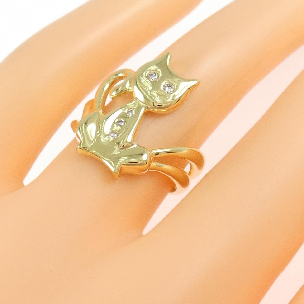 K18YG キャット ダイヤモンド リング 0.06CT
