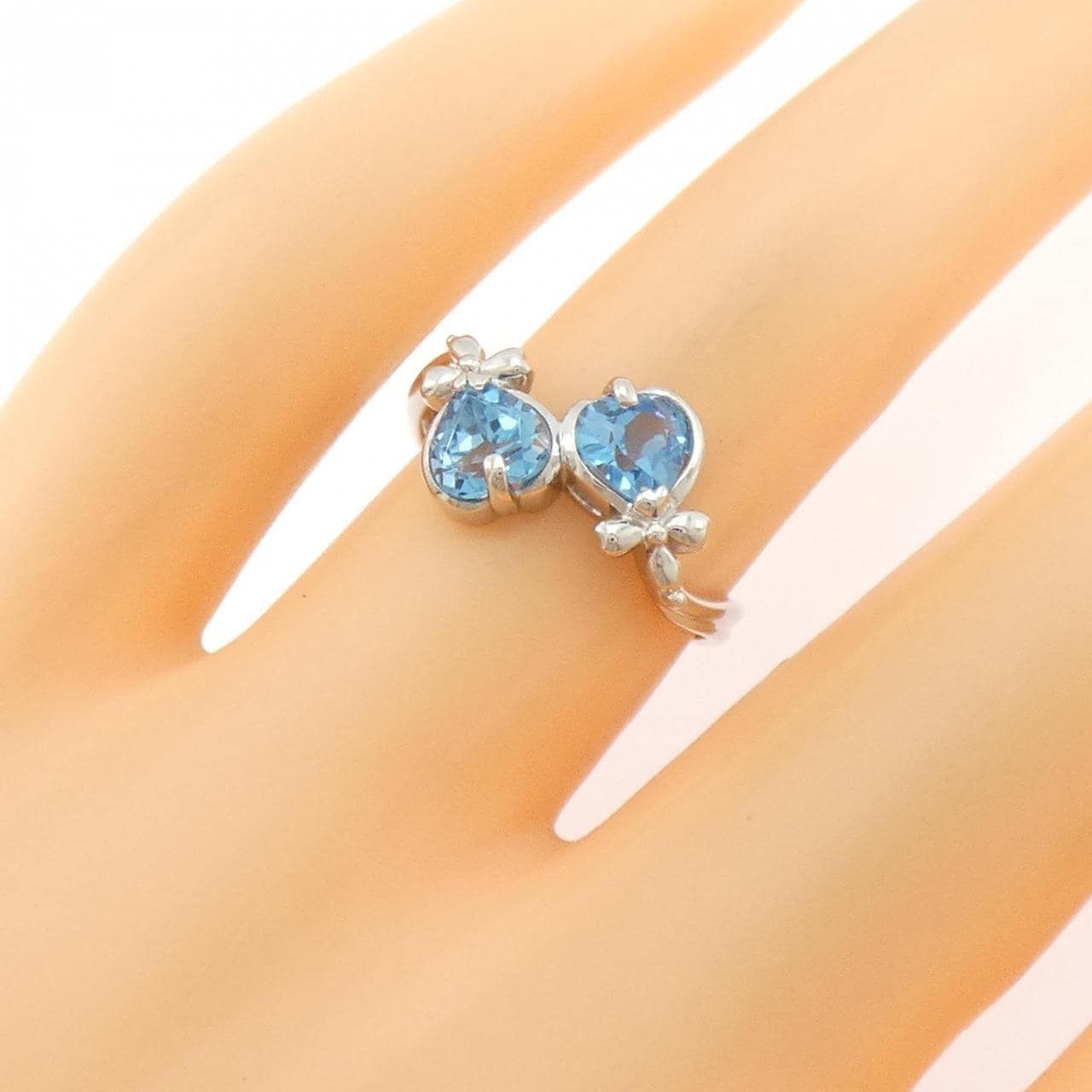 PT900 ハート ブルートパーズ リング