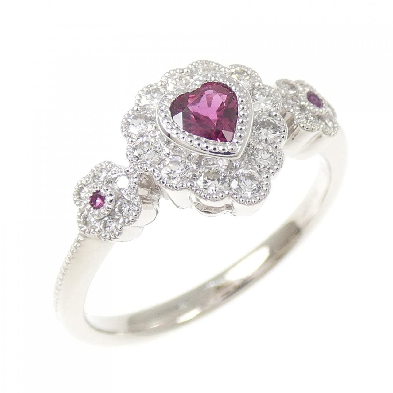 PT900 ハート ルビー リング 0.23CT