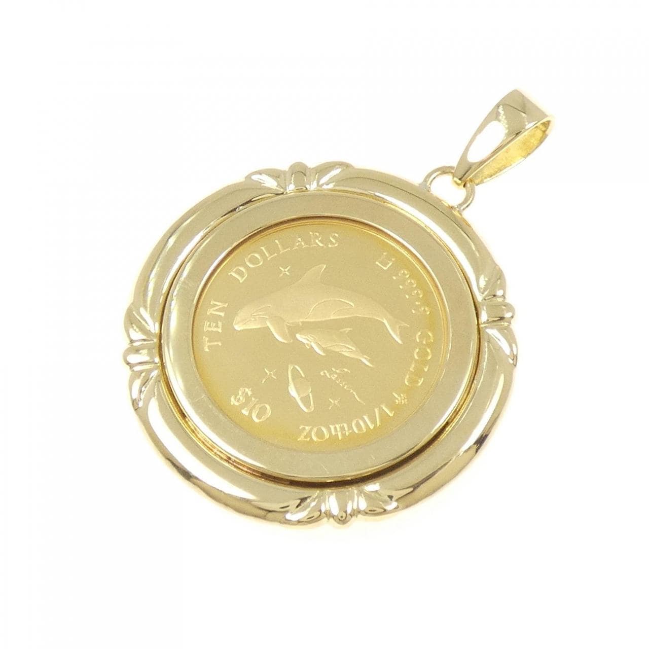 K18YG (frame) coin pendant