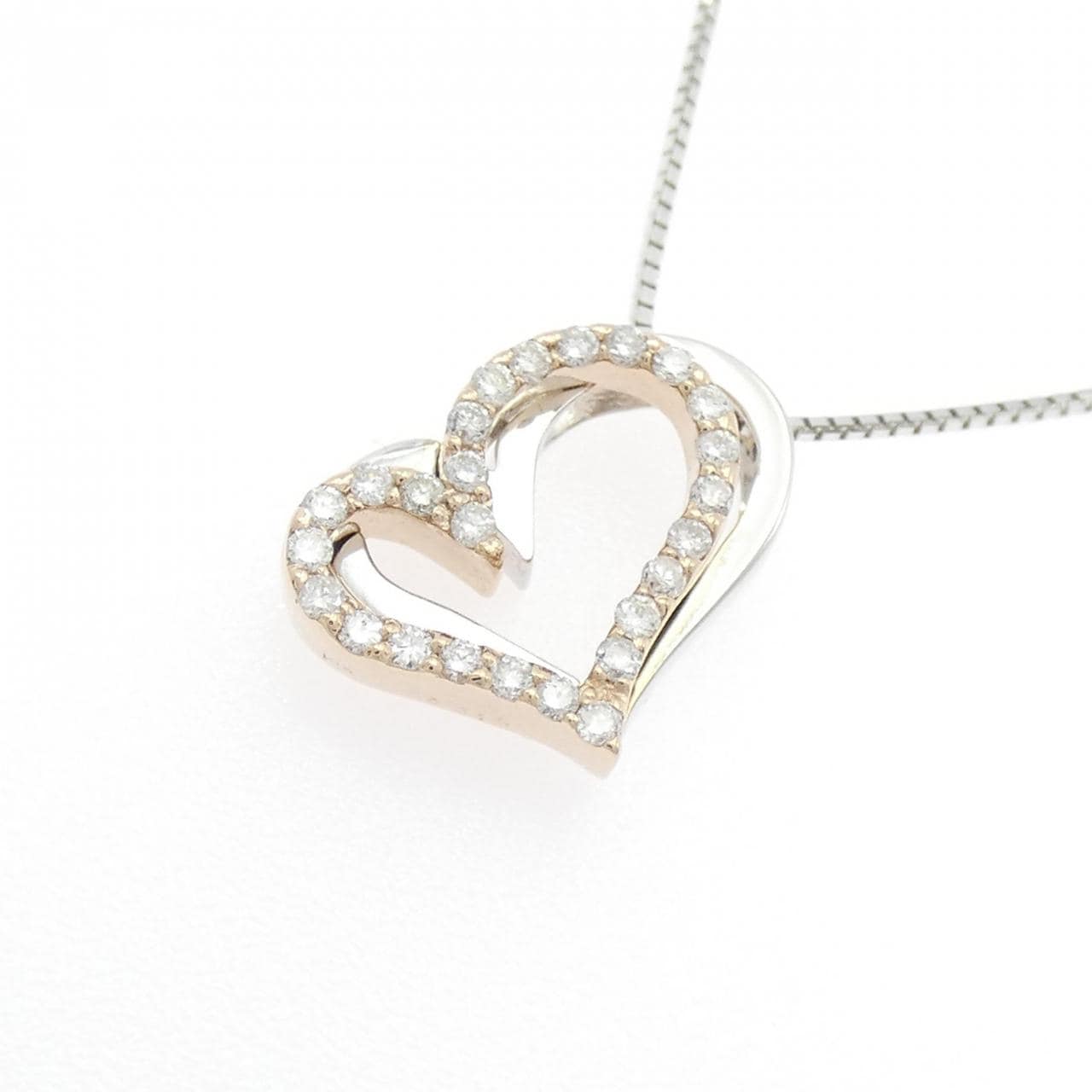 K18PG/K18WG ハート ダイヤモンド ネックレス 0.21CT