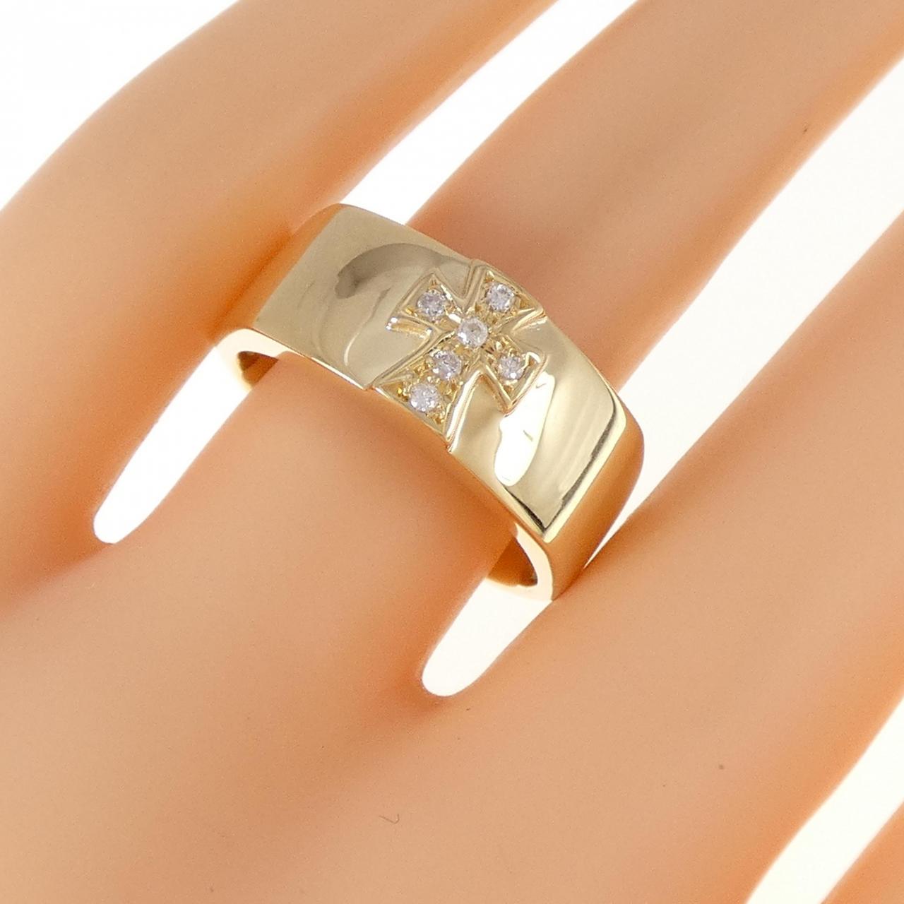 K18YG クロス ダイヤモンド リング 0.06CT