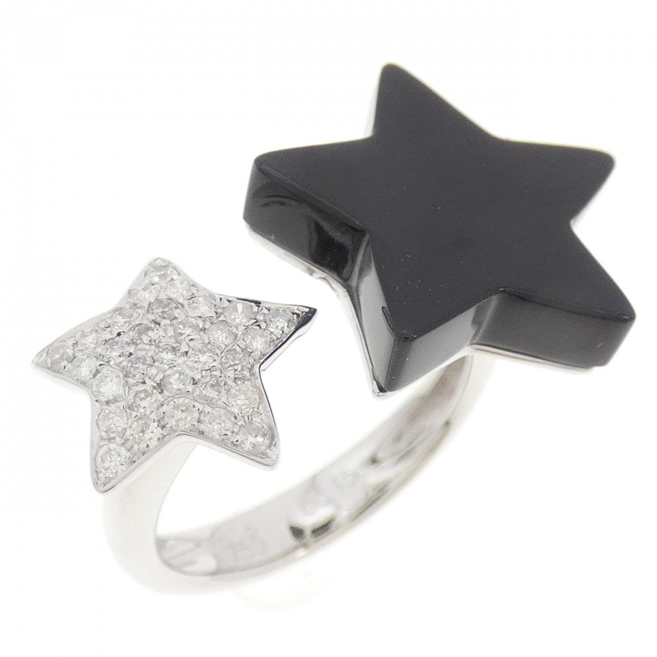 K18WG スター オニキス リング