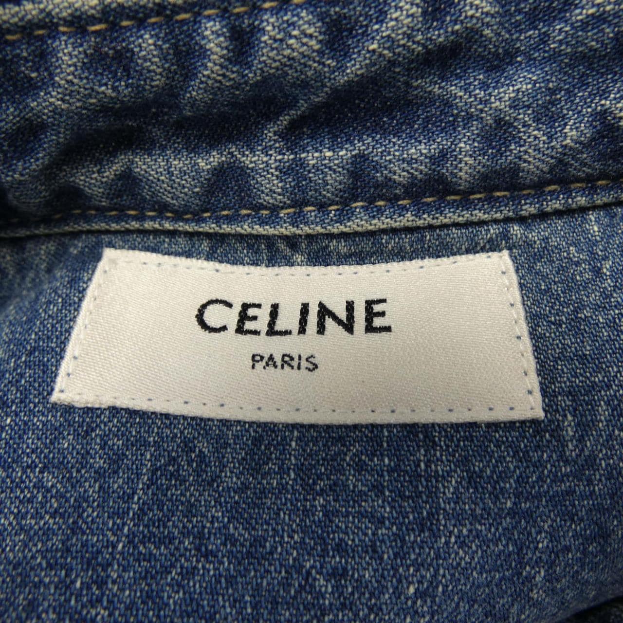 セリーヌ CELINE ユニオンオーシャンウォッシュデニム クロップドシャツ トリオンフ 2T187459N シャツ