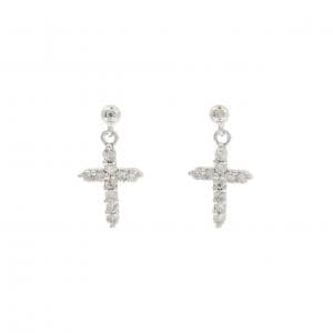 K14WG クロス ダイヤモンド ピアス 0.30CT