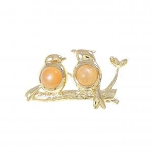 K18YG バード ムーンストーン ブローチ