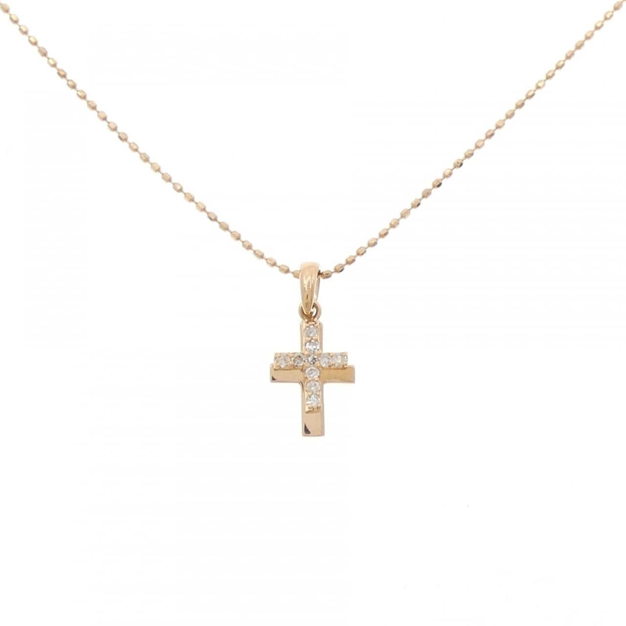 K18PG クロス ダイヤモンド ネックレス