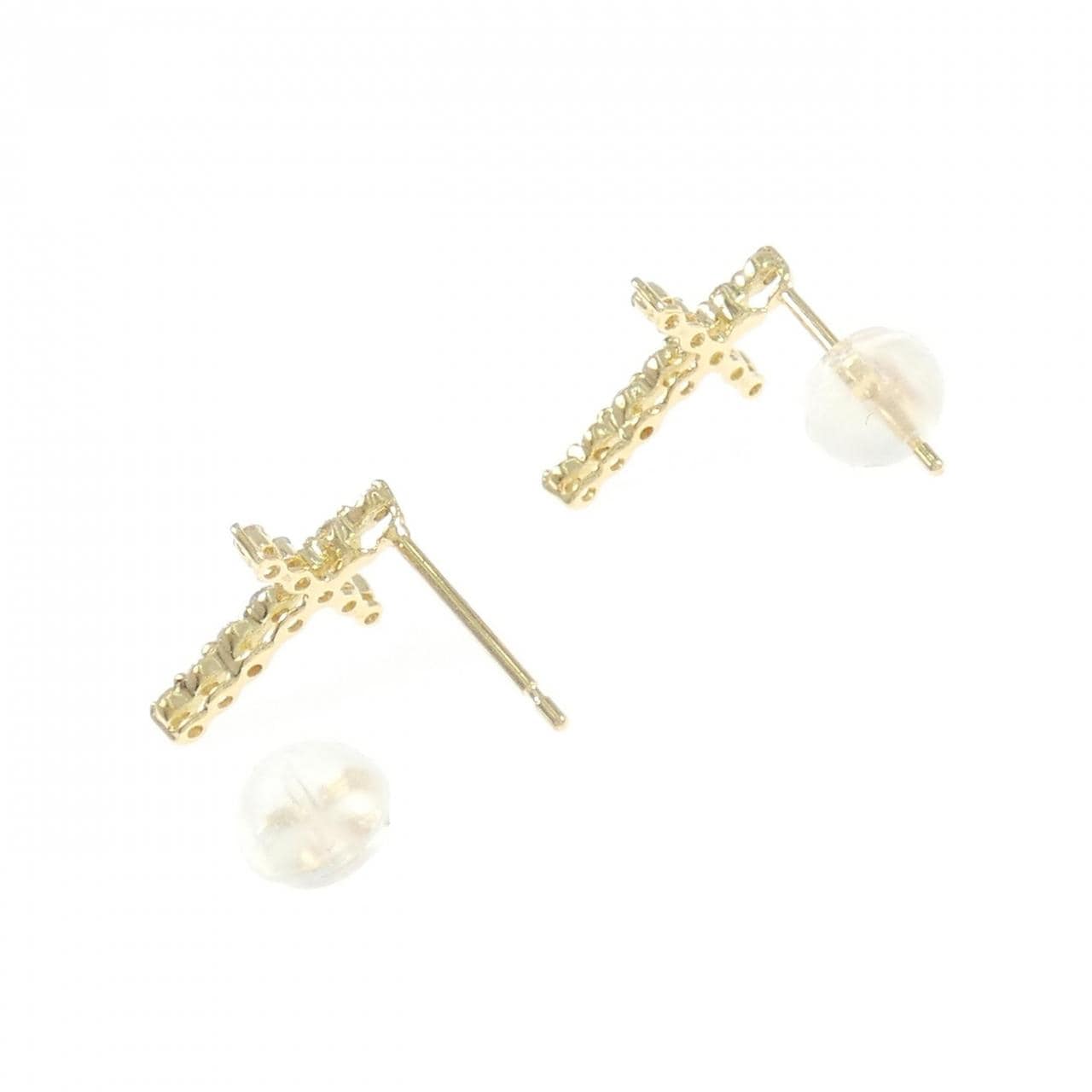 [Remake] K18YG cross Diamond earrings 0.20CT
