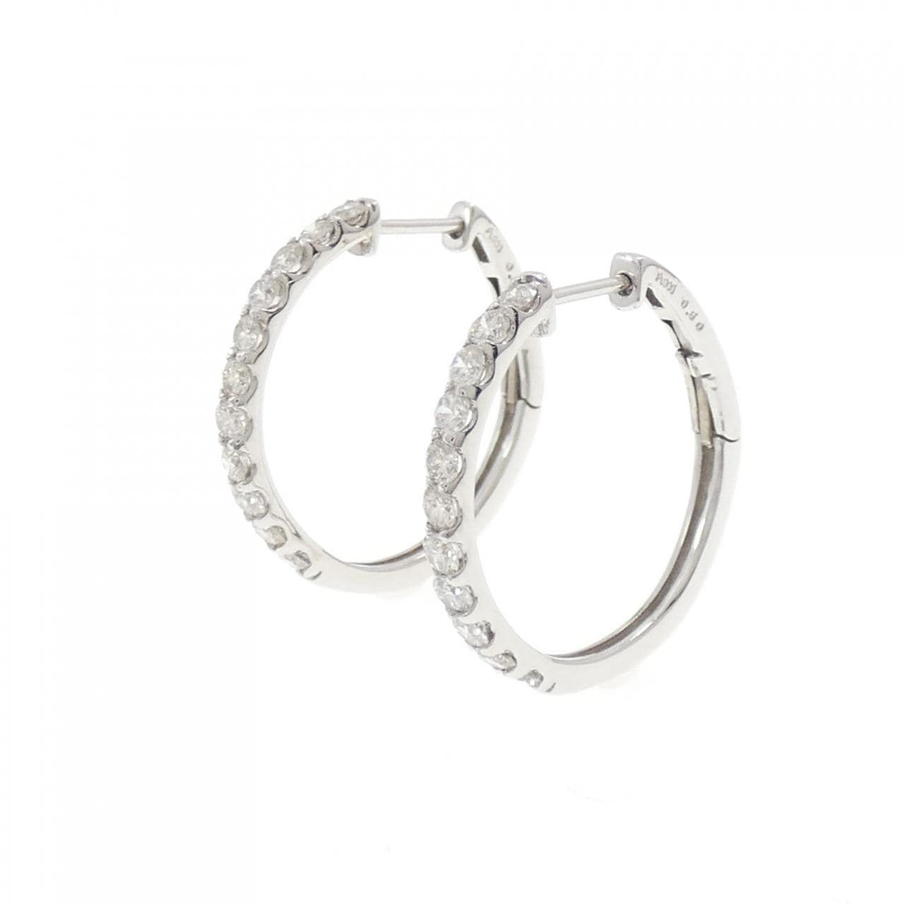【新品】PT900 フープ ダイヤモンド ピアス 1.00CT