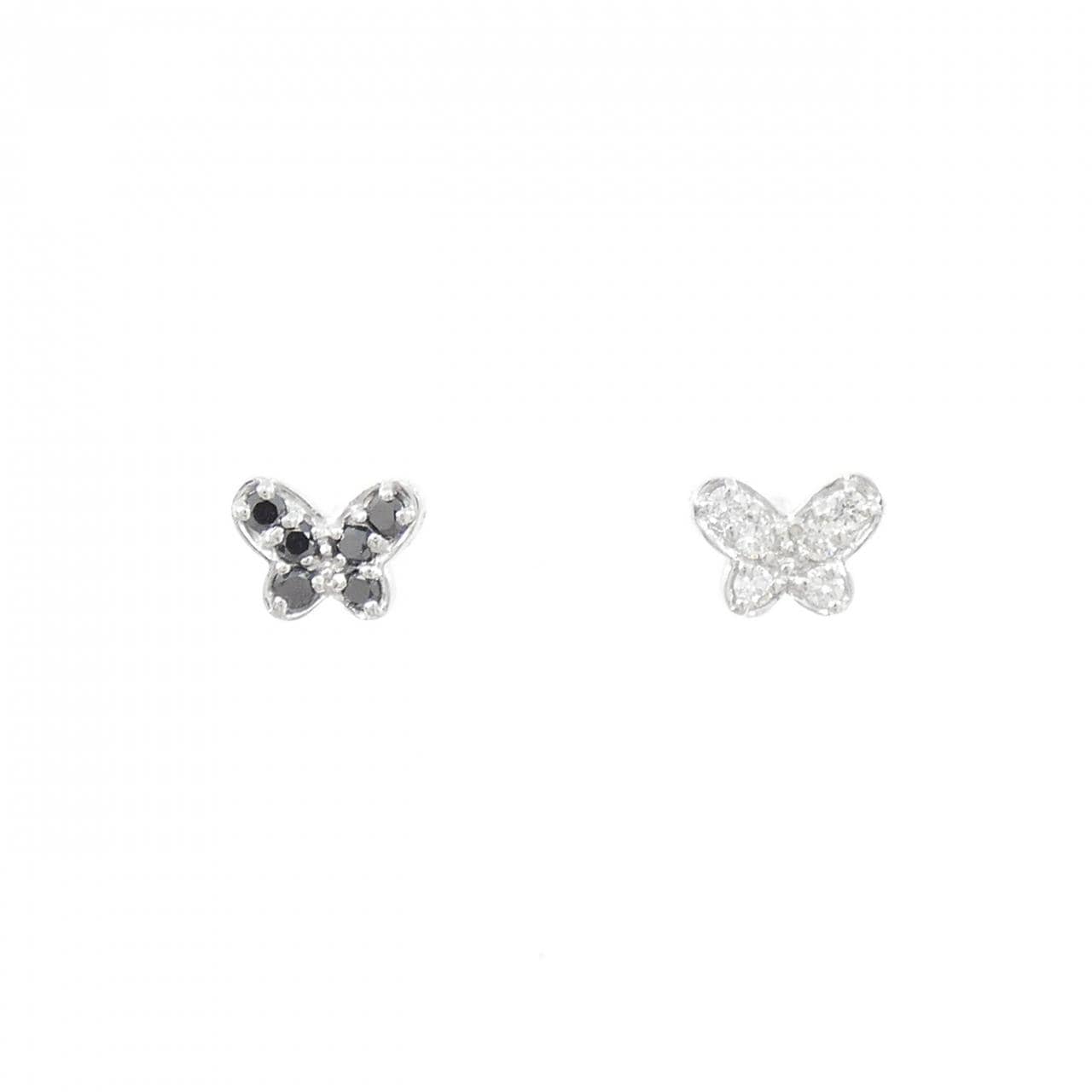 K18WG バタフライ ダイヤモンド ピアス 0.13CT