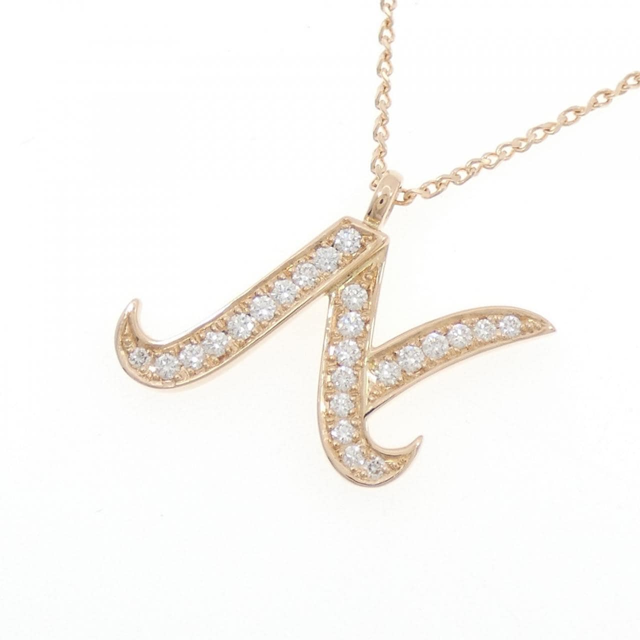 K18PG イニシャルN ダイヤモンド ネックレス 0.31CT