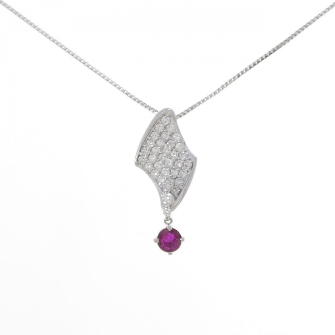 K18WG ルビー ネックレス 0.32CT