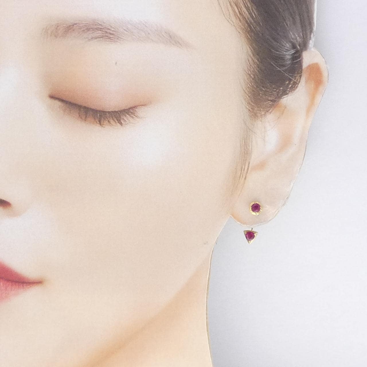 K18YG 2WAY ルビー ピアス 0.72CT