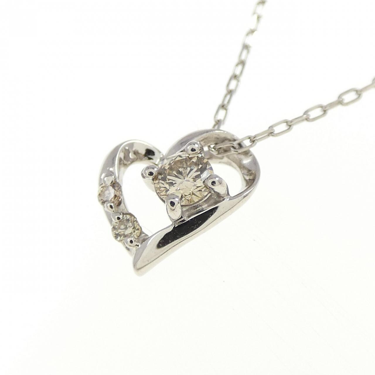 PT900/PT850 ハート ダイヤモンド ネックレス 0.10CT