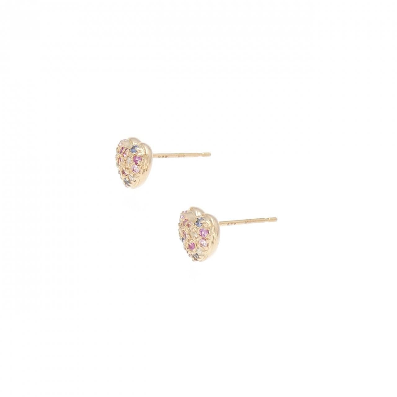 K18PG Heart Sapphire Earrings