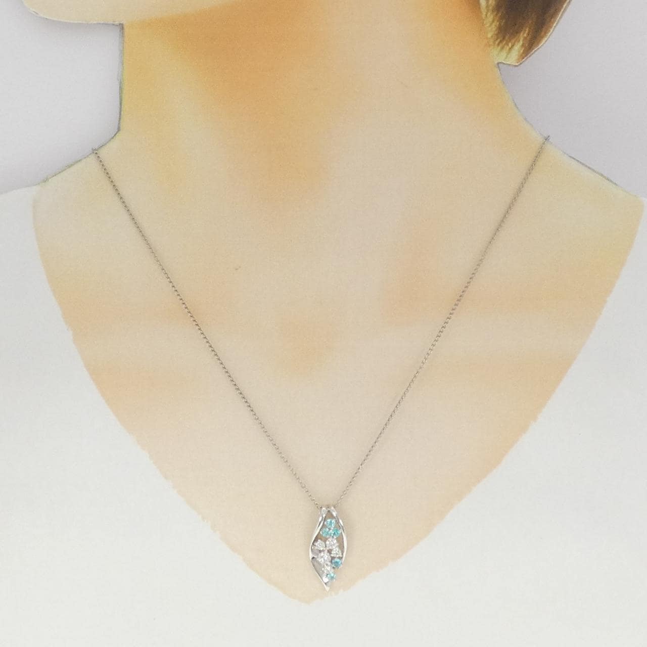 K18WG/PT850 Paraiba Tourmaline necklace 0.23CT