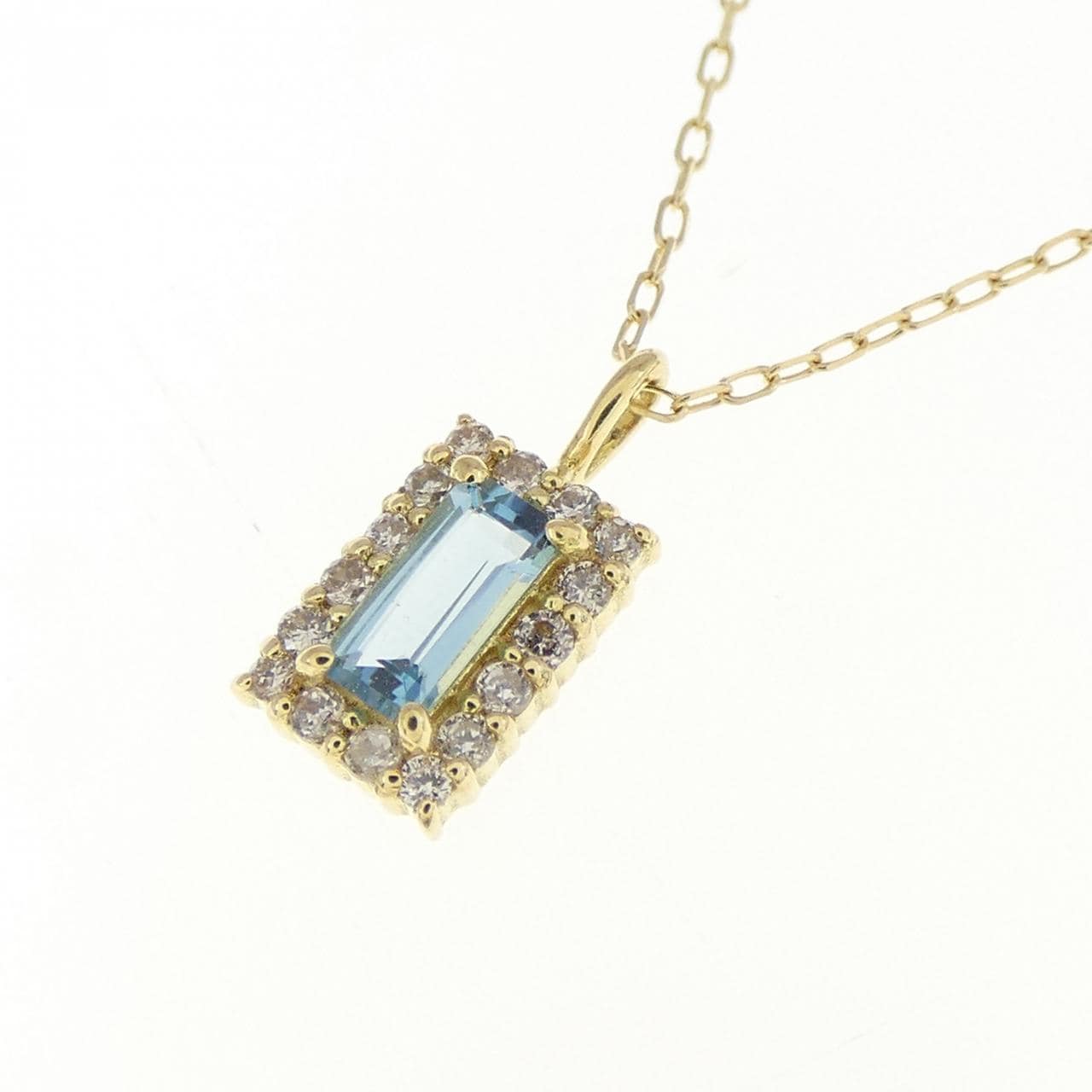 【新品】K18YG ブルートパーズ ネックレス 0.10CT