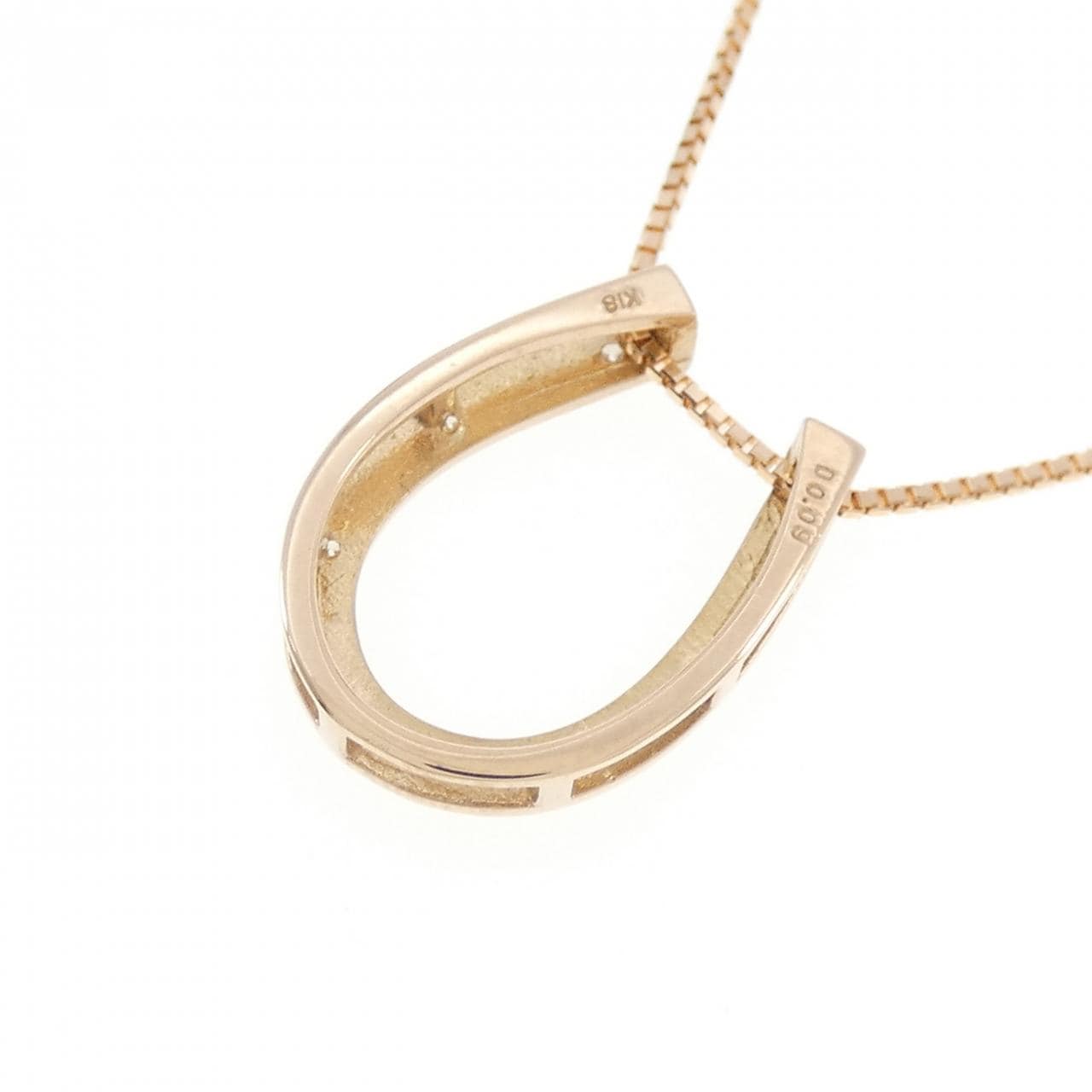 K18PG ホースシュー ダイヤモンド ネックレス 0.09CT