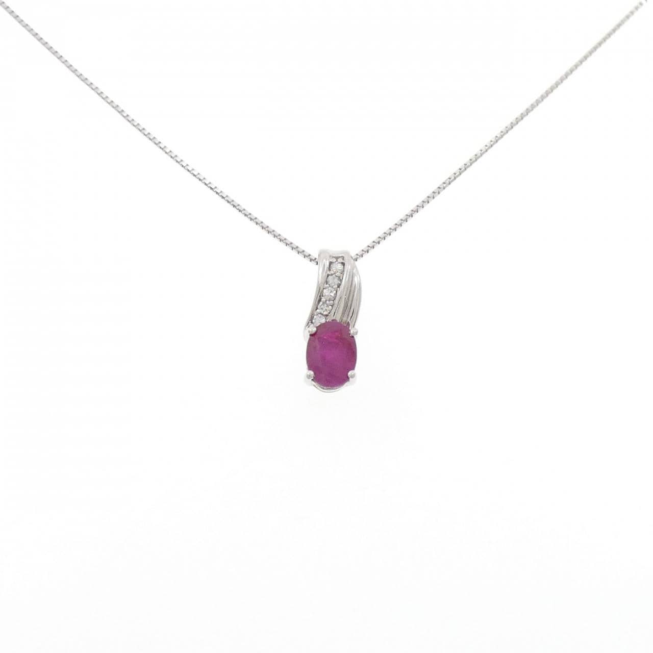 K18WG ルビー ネックレス