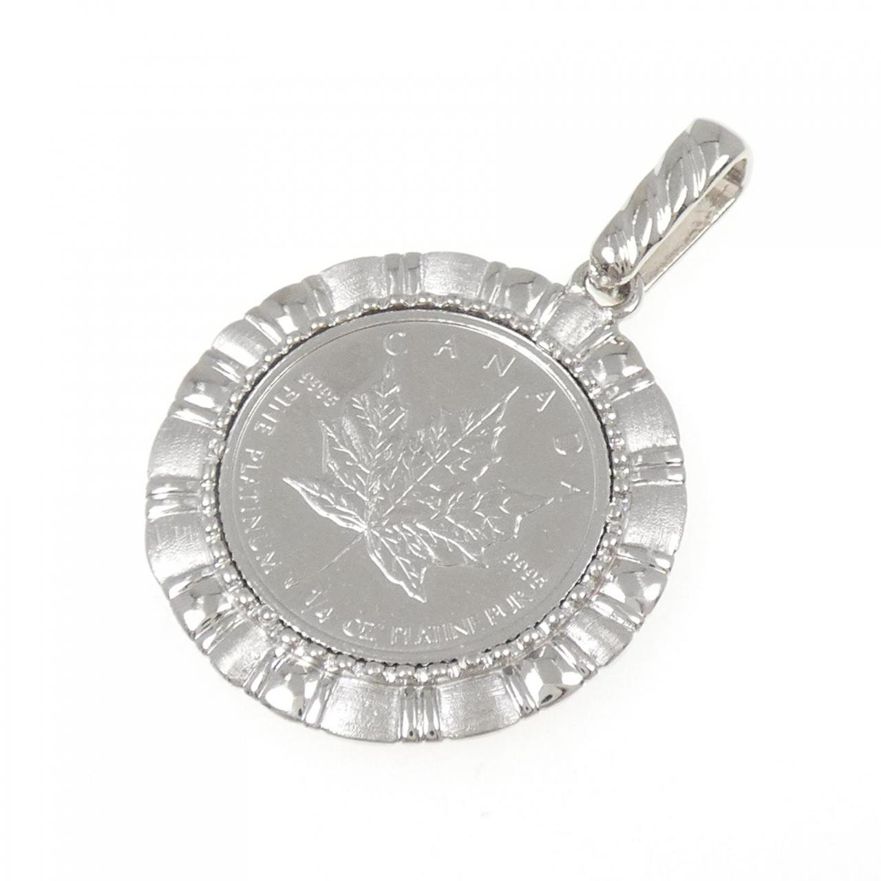 PT900(枠) ダイヤモンド コイン ペンダント 0.04CT