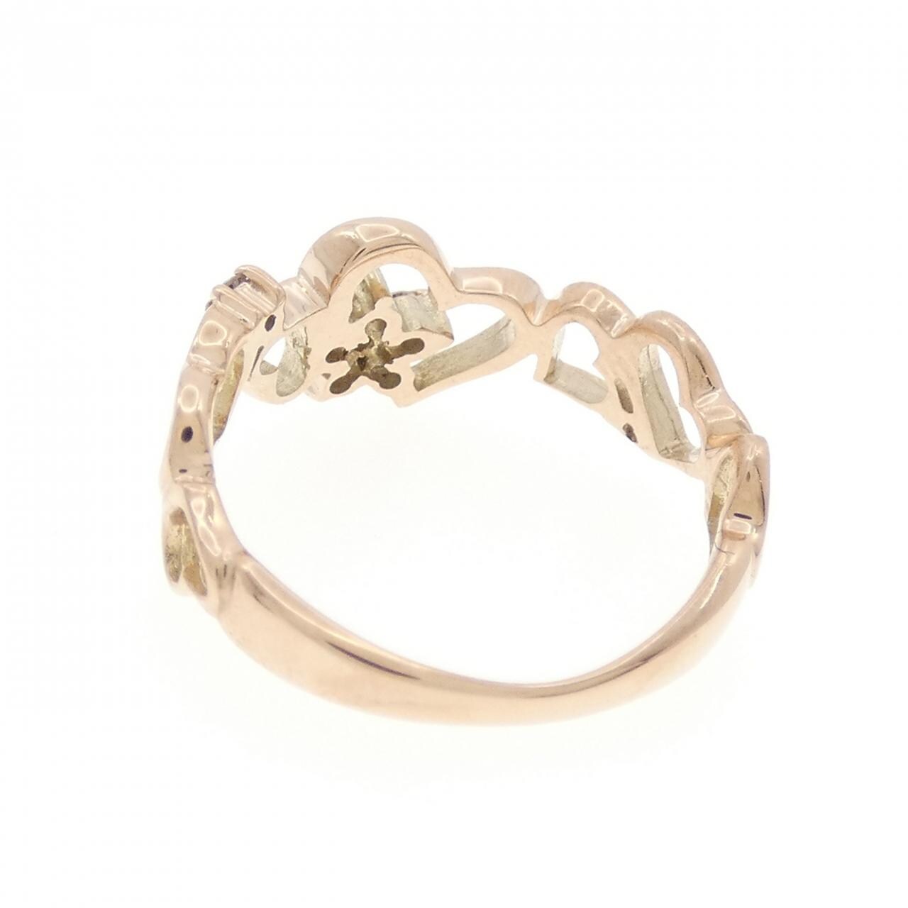 K10PG 心 x花朵鑽石戒指0.07CT