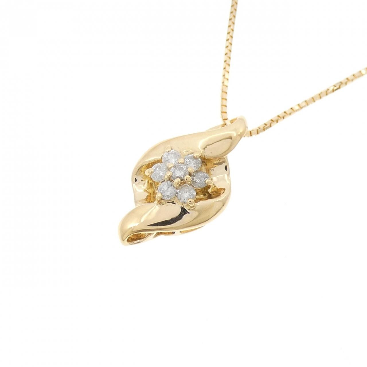 K18YG フラワー ダイヤモンド ネックレス 0.15CT