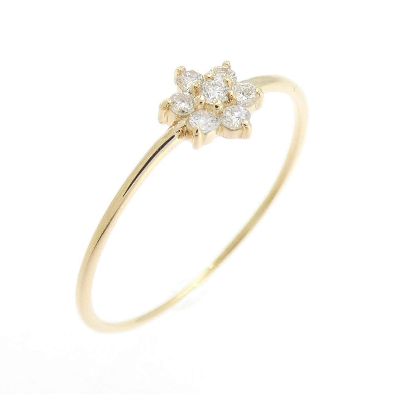 【リメイク】K18YG フラワー ダイヤモンド リング 0.10CT