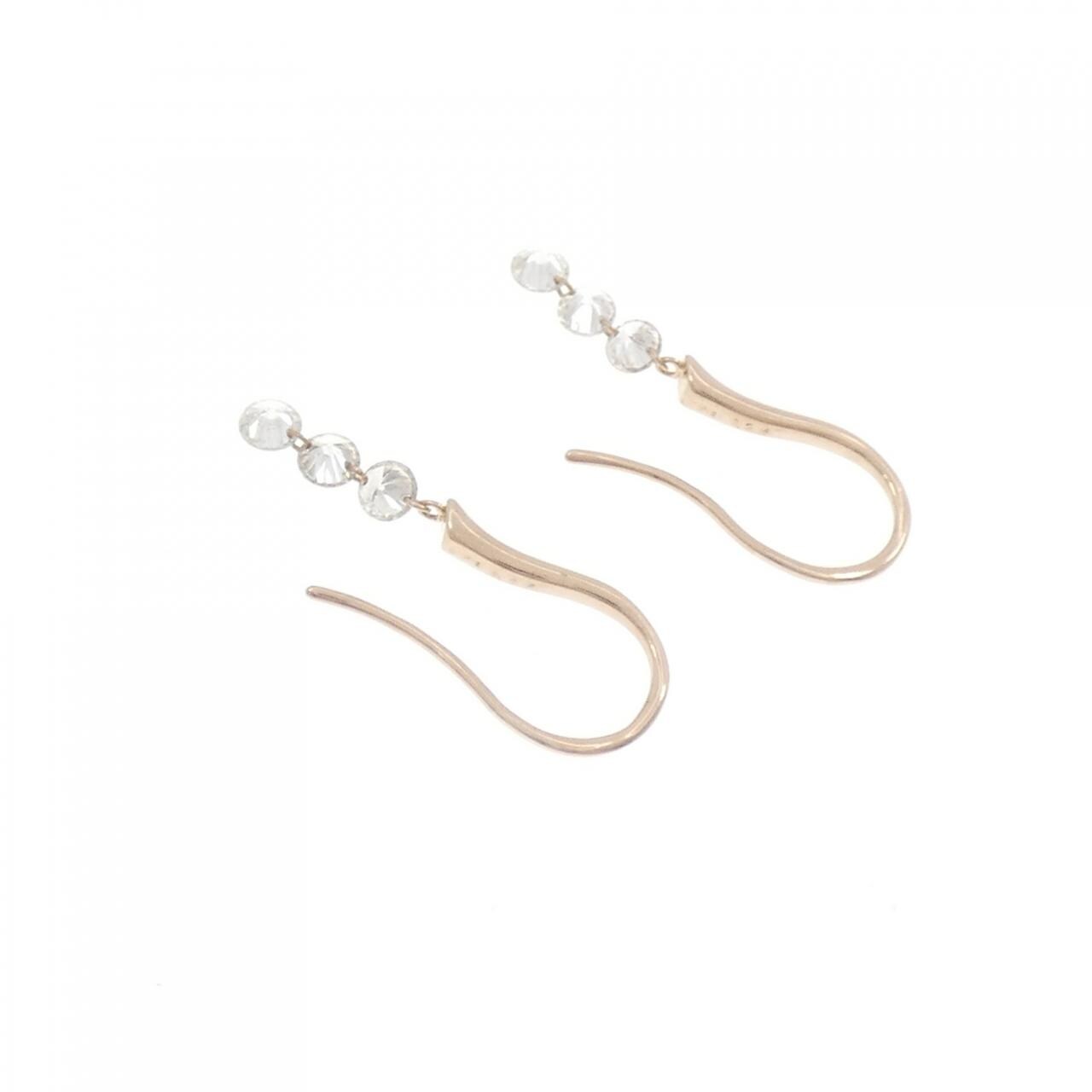 K18PG スリーストーン ダイヤモンド ピアス 0.50CT