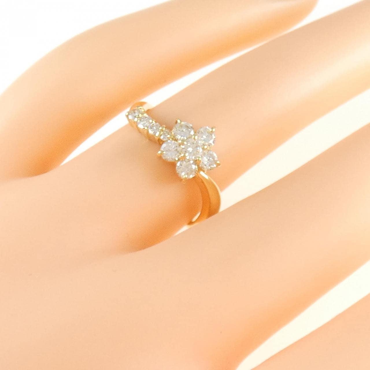 K18YG フラワー ダイヤモンド リング 0.53CT