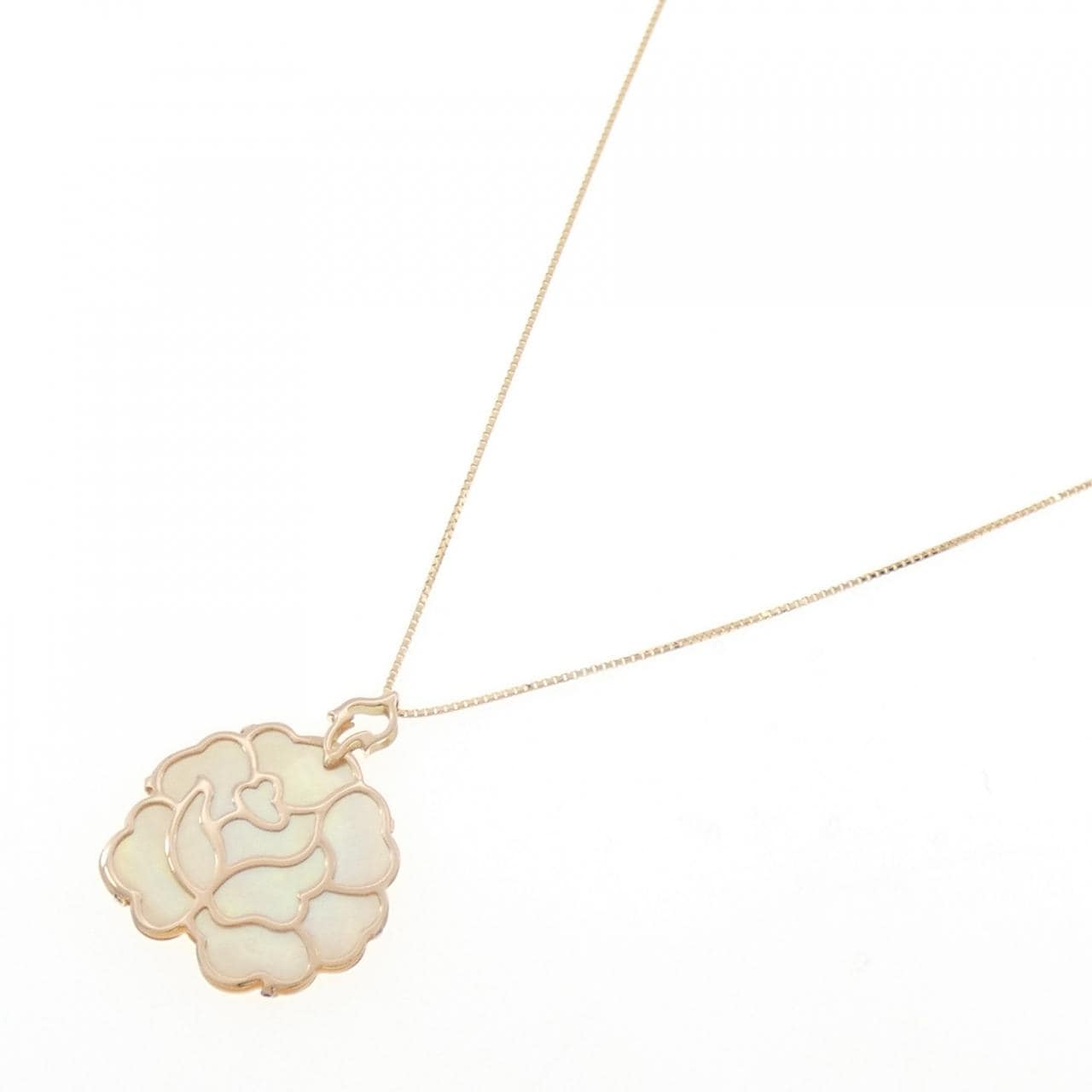 750PG/K18YG フラワー マザーオブパール ネックレス