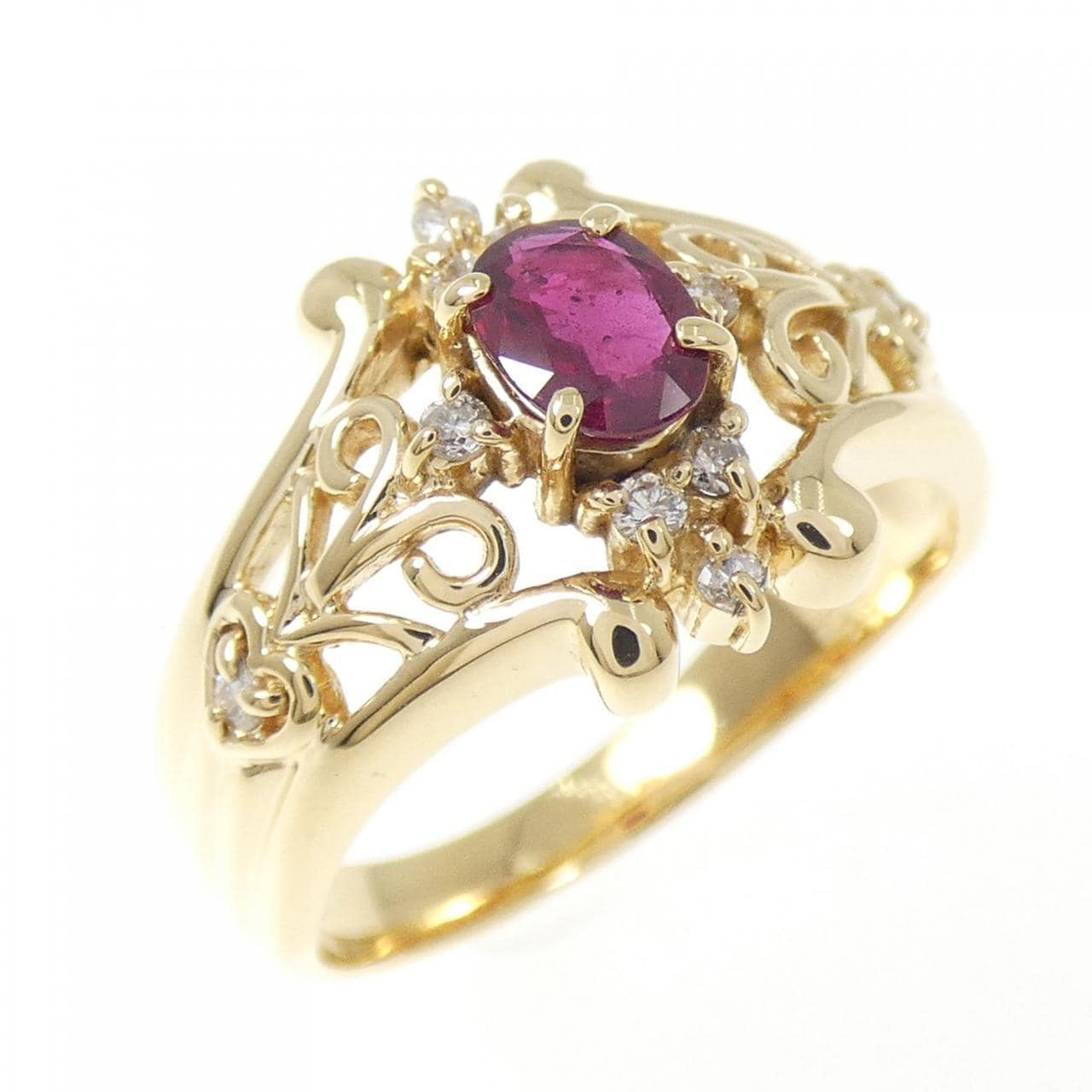 K18YG ルビー リング 0.36CT