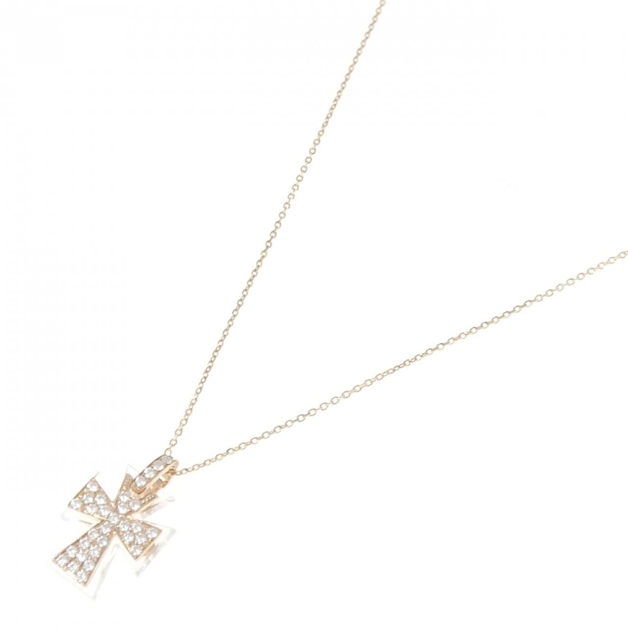 K18PG Cross Quartz Necklace