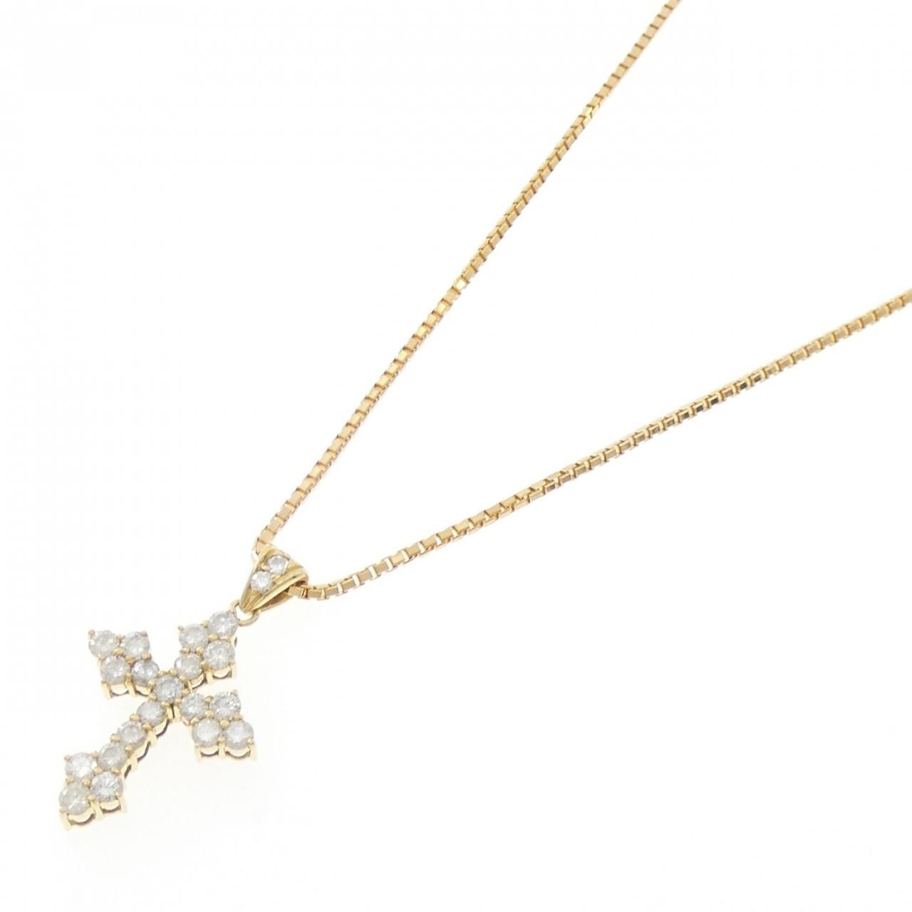 K18YG クロス ダイヤモンド ネックレス 1.00CT