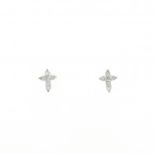 PT900 クロス ダイヤモンド ピアス 0.1CT
