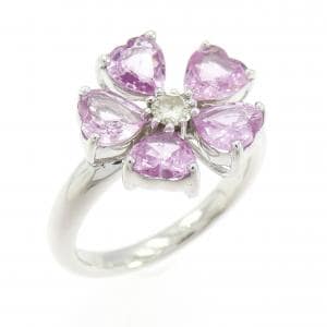 K18WG フラワー サファイヤ リング 2.30CT