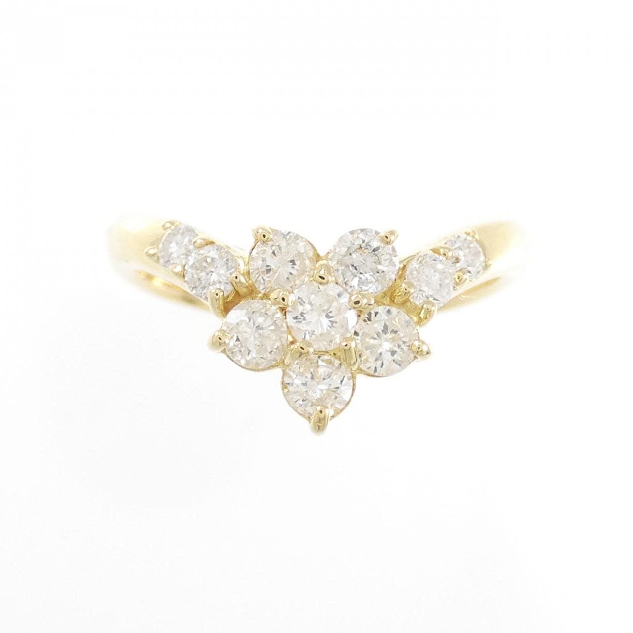 K18YG フラワー ダイヤモンド リング 0.53CT