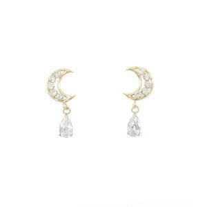 K18YG ムーン キュービック ピアス