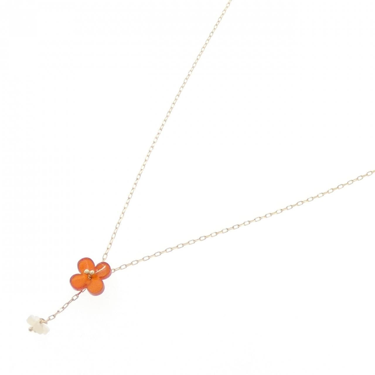 K10YG フラワー メノウ ネックレス