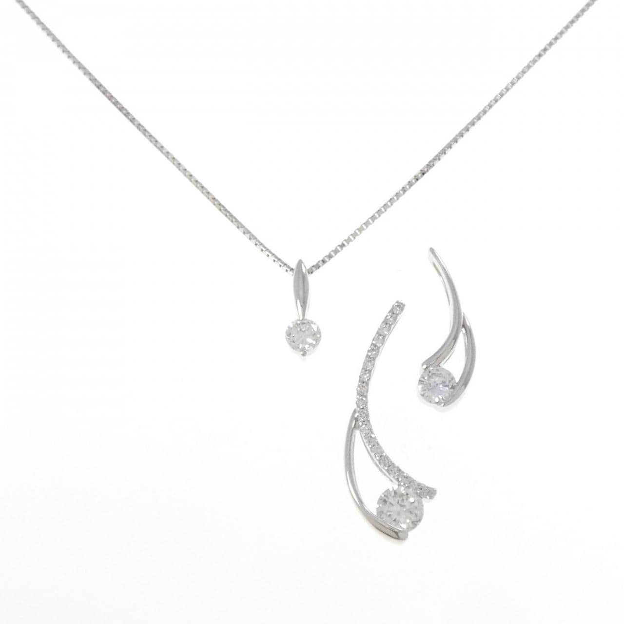 K18WG 2WAY ダイヤモンド ネックレス 1.00CT