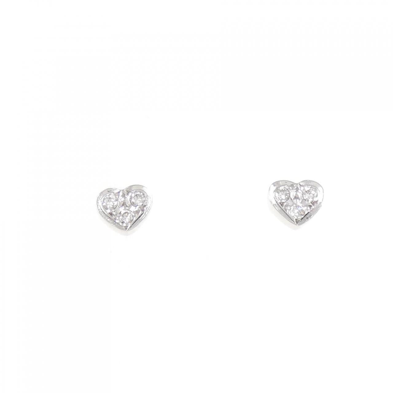 K18WG ハート ダイヤモンド ピアス 0.04CT
