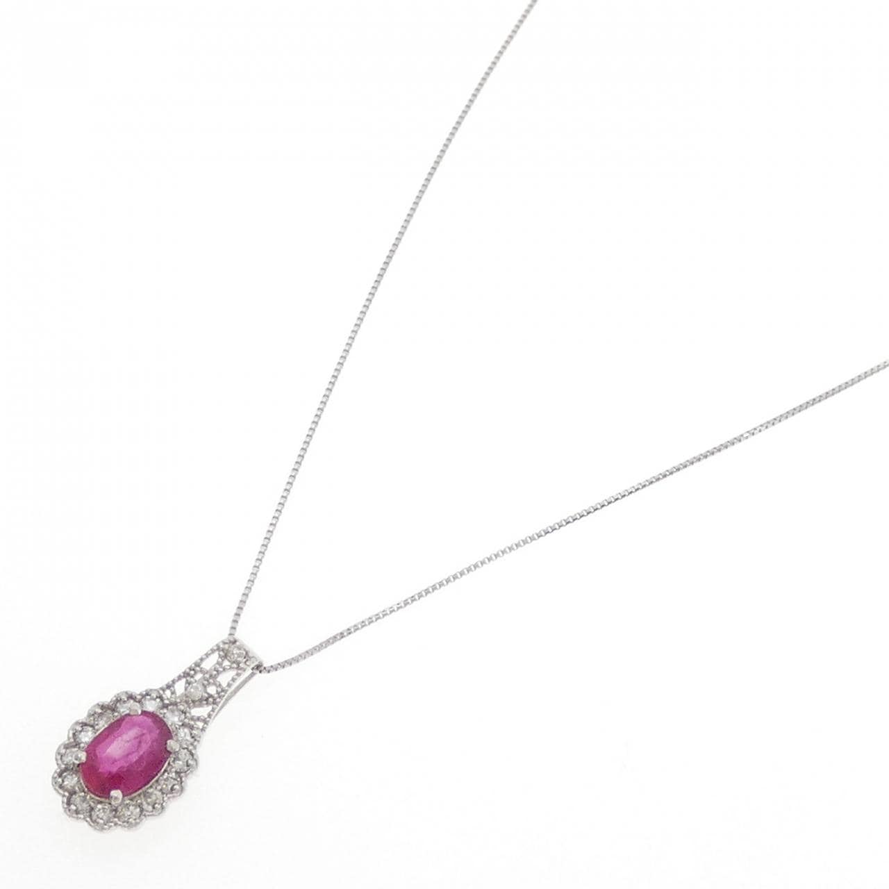 PT900/PT850 ルビー ネックレス 1.10CT
